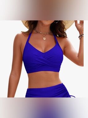 Blooming Jelly High Royal Blue Bikini Top Size Medium